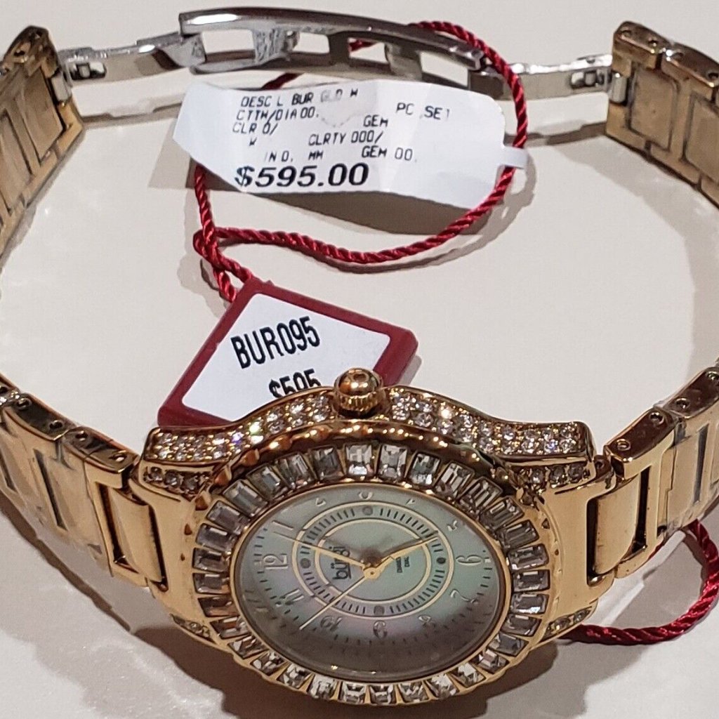 Burgi Bur095yg GoldTone Brass Mother Of Pearl Dial Diamond Ladies Watch 595